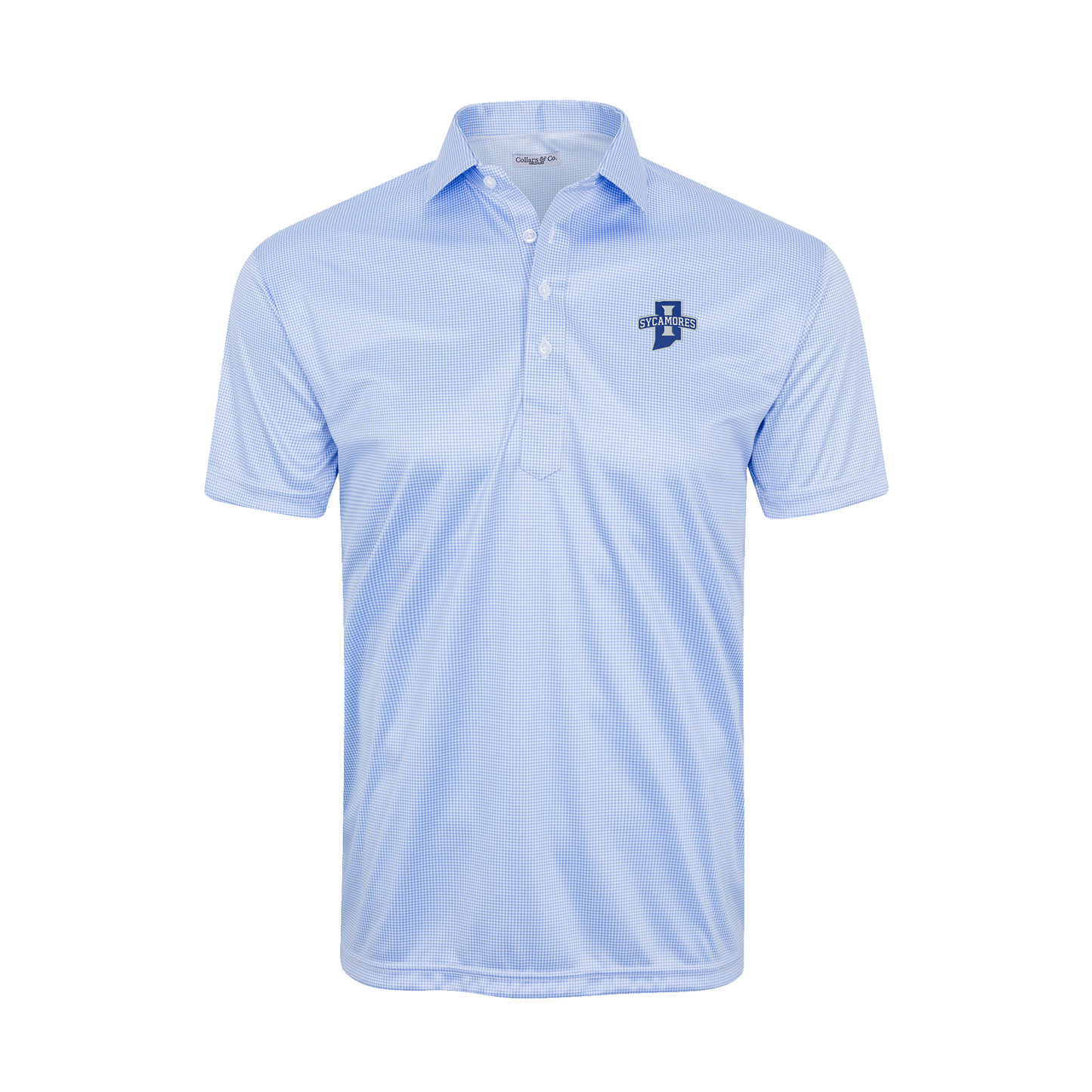 Indiana State Semi-Spread Collar Polo Blue Houndstooth
