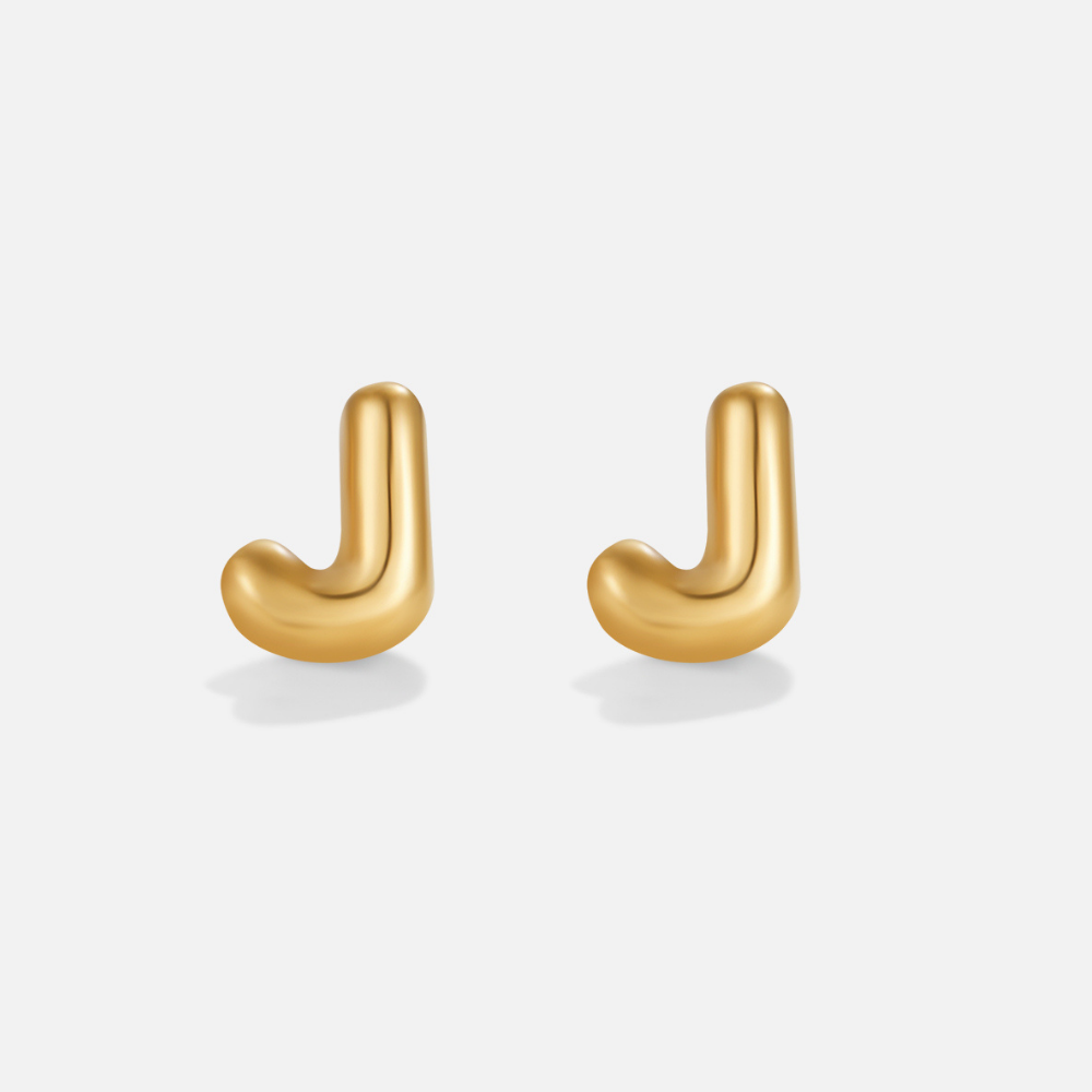 Gold Bubble Letter Earrings