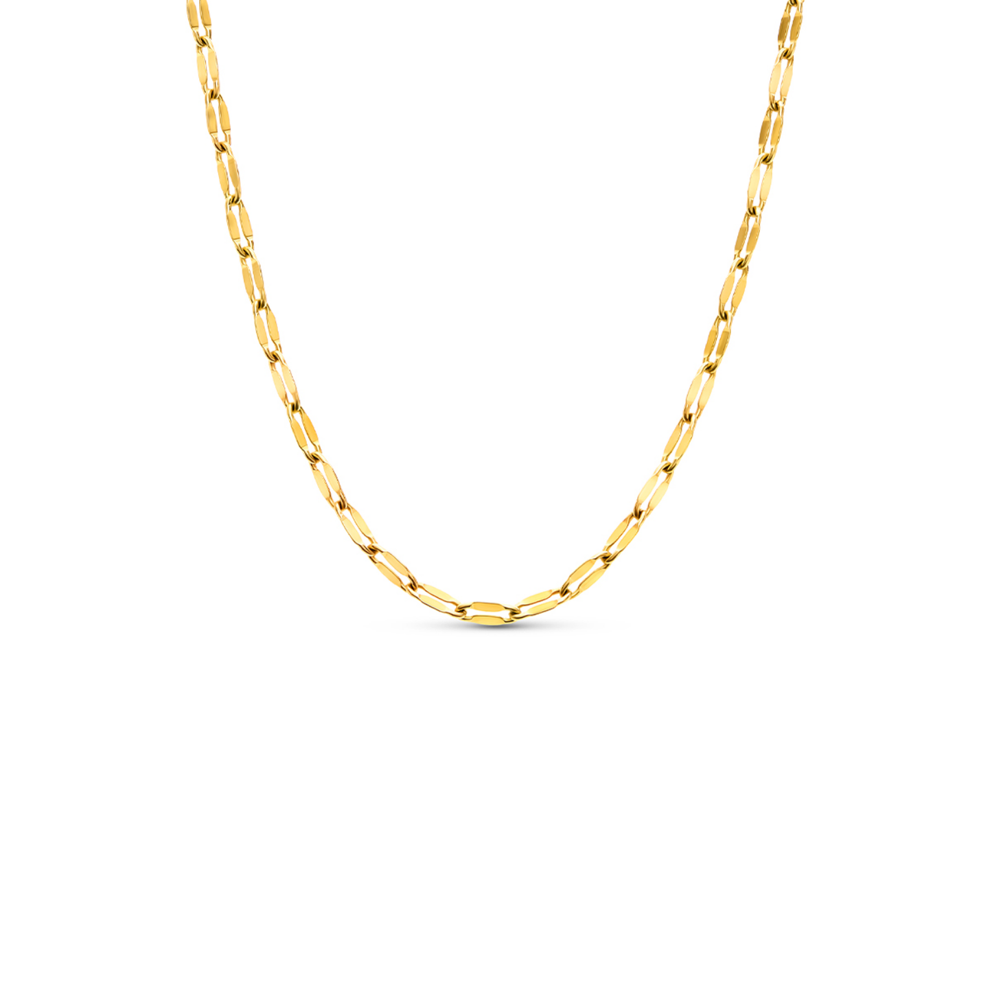 Paperclip Diamond Cut Chain Necklace (Gold)