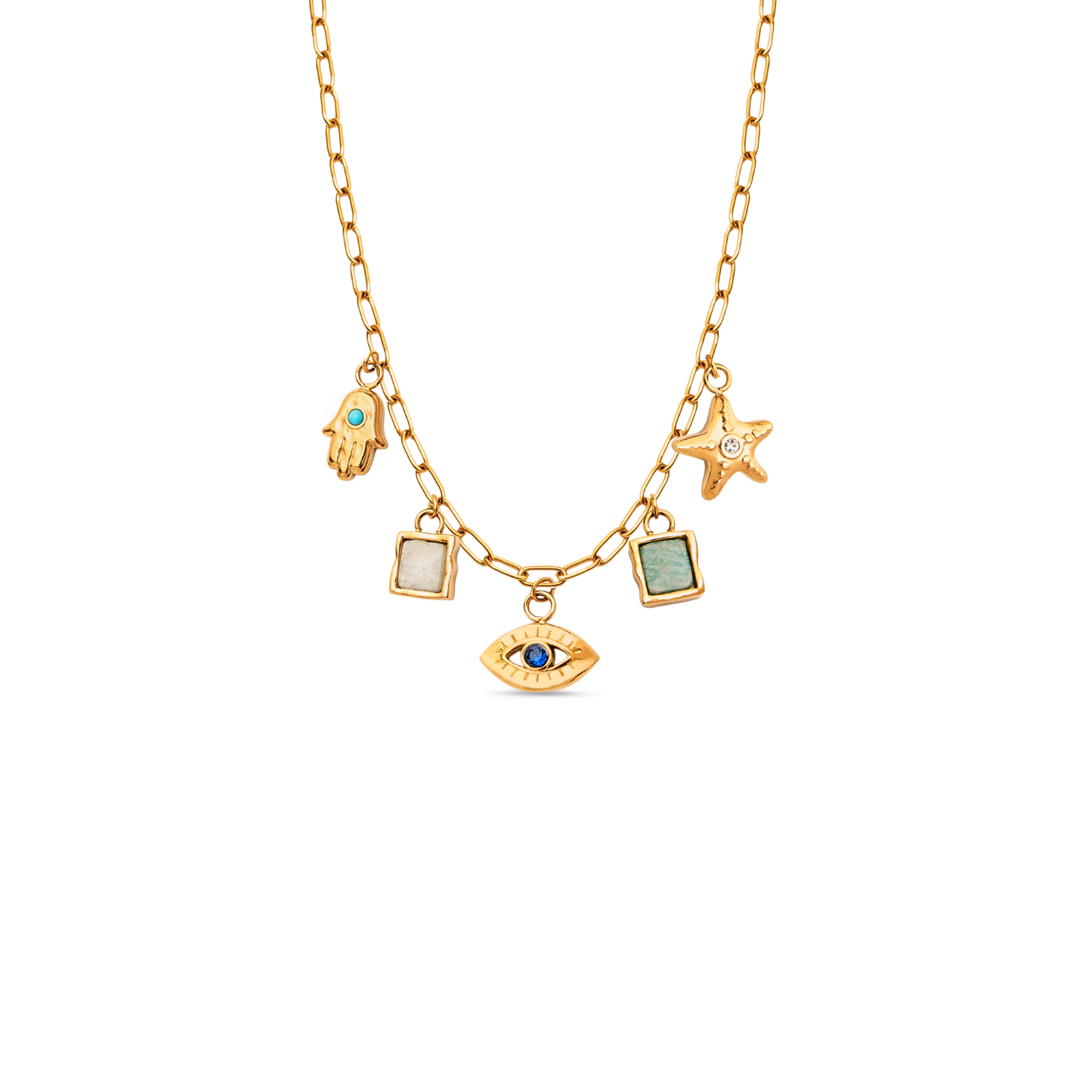 Made Mine Ocean Charm Necklace (Gold)