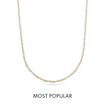 Layering Mini Pearl Beaded Chain Necklace (Silver)