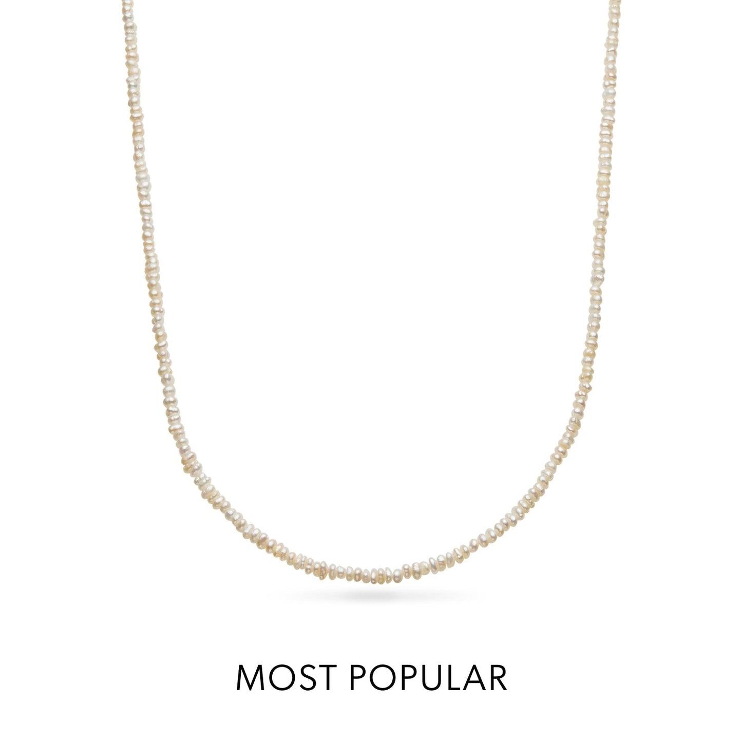 Layering Mini Pearl Beaded Chain Necklace (Silver)