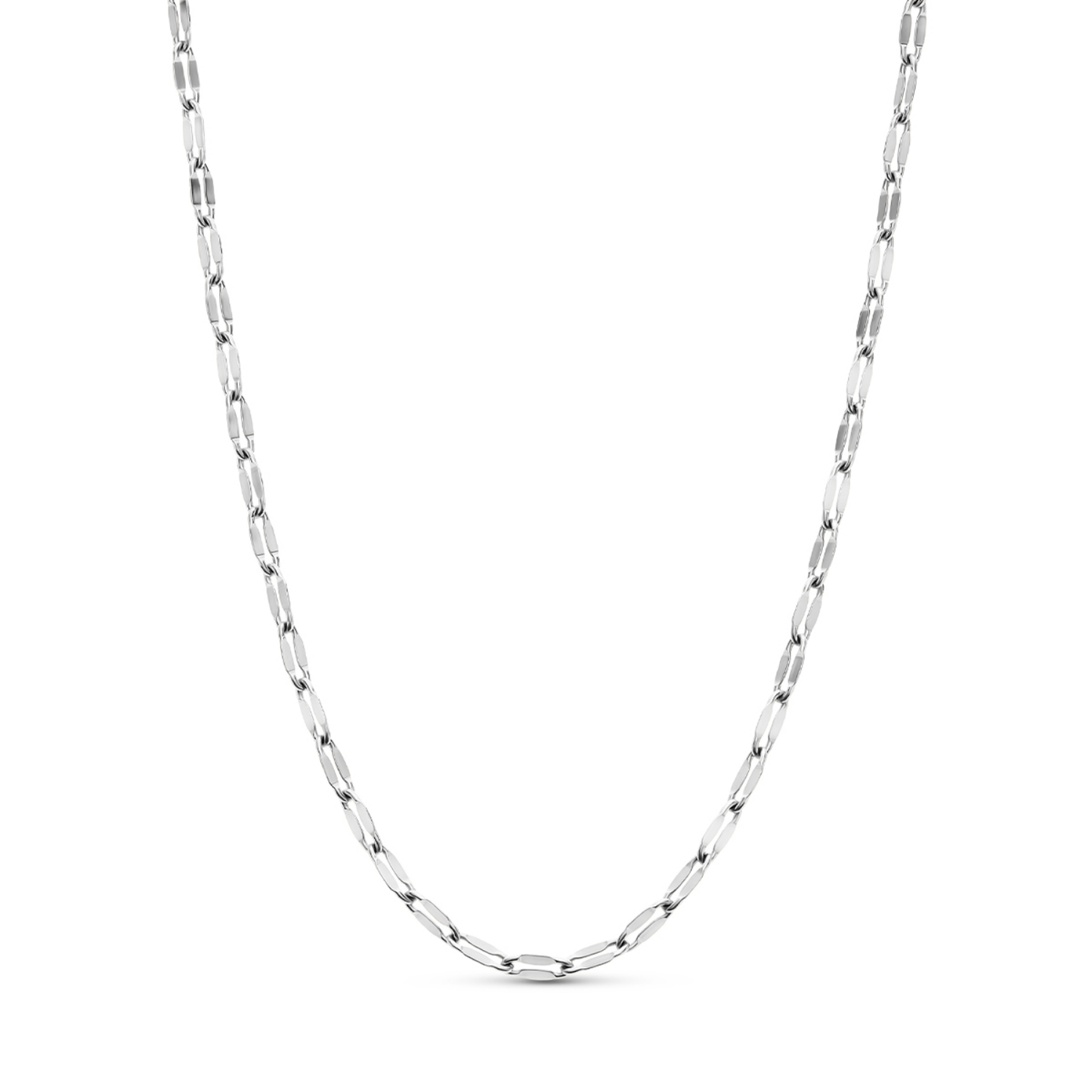 Layering Paperclip Diamond Cut Chain Necklace (Silver)