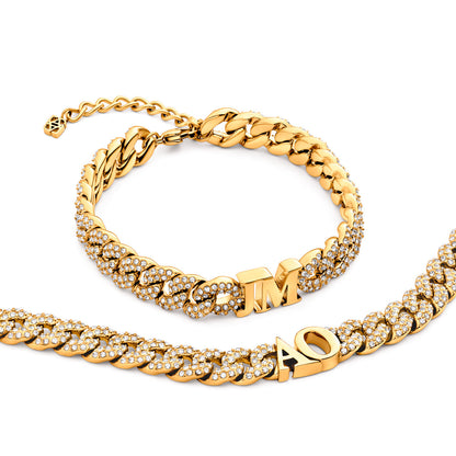 Pavé Initial Curb Bracelet (Gold)