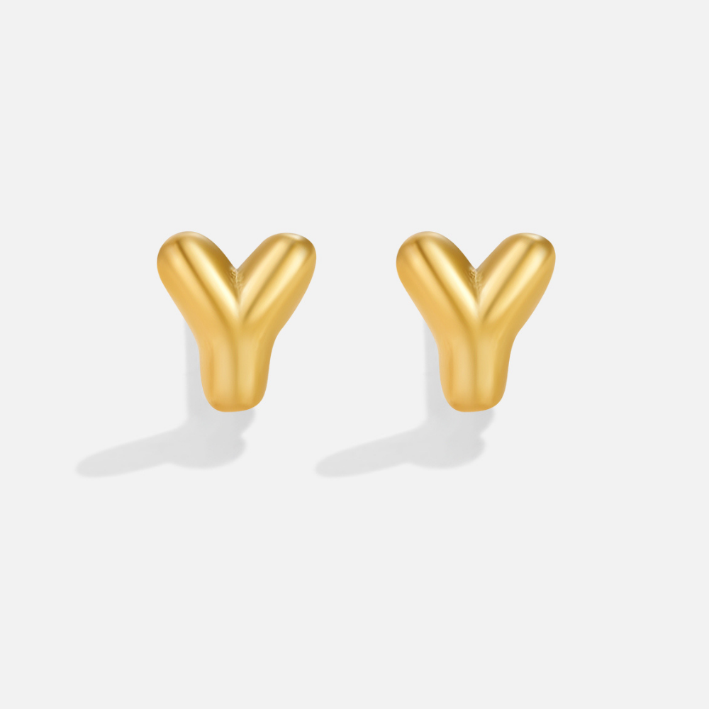 Gold Bubble Letter Earrings