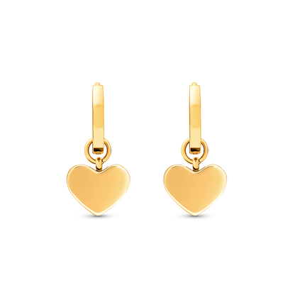 Mint Green Quartz Heart Huggie Earrings (Gold)