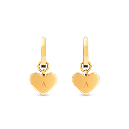 Mother of Pearl Heart Huggie Earrings (Gold) - Test