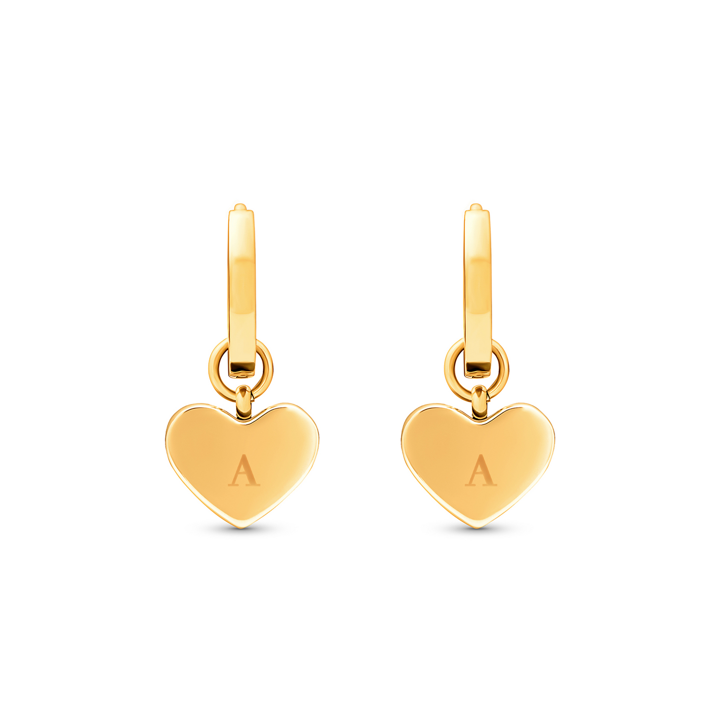 Butter Yellow Quartz Heart Huggie Earrings (Gold)