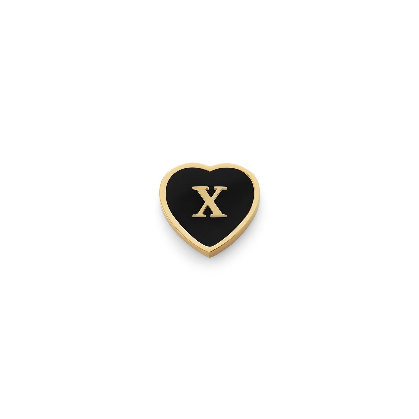 Black Enamel Heart Charms (Gold) - Initials