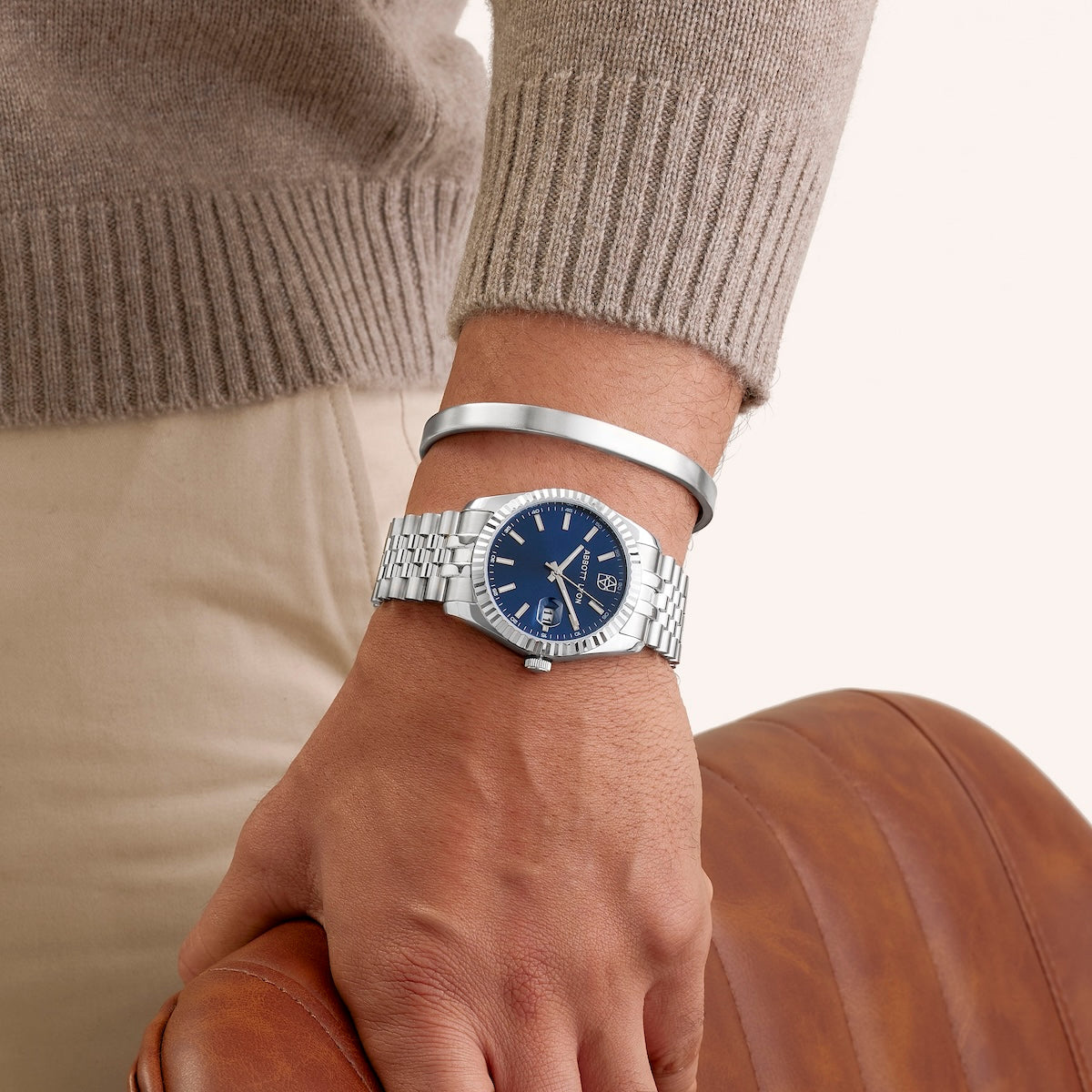 Belgravia 41 Blue Men's Watch (Silver)
