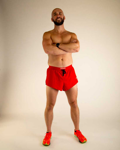 Men's Red 2" DS Split Shorts