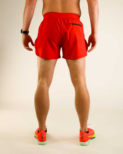 Men's Red 4" Half Split Shorts