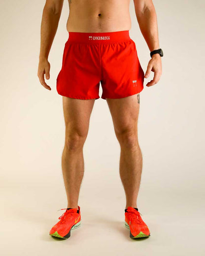 Men's Red 4" Half Split Shorts