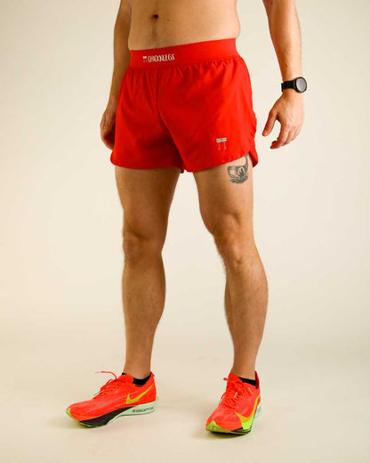Men's Red 4" Half Split Shorts