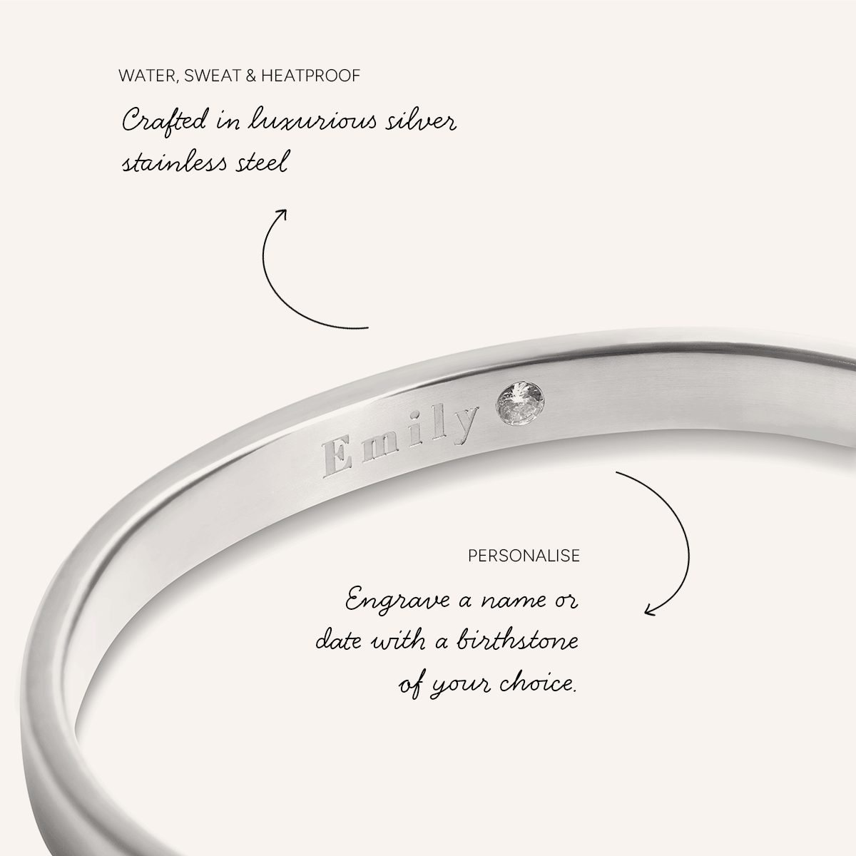 Custom Memento Cuff Bangle (Silver)