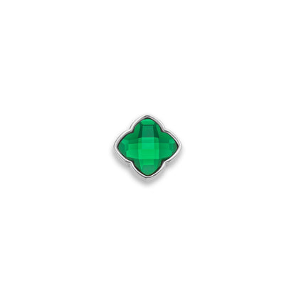 Faceted Birthstone Clover Pendant (Silver)