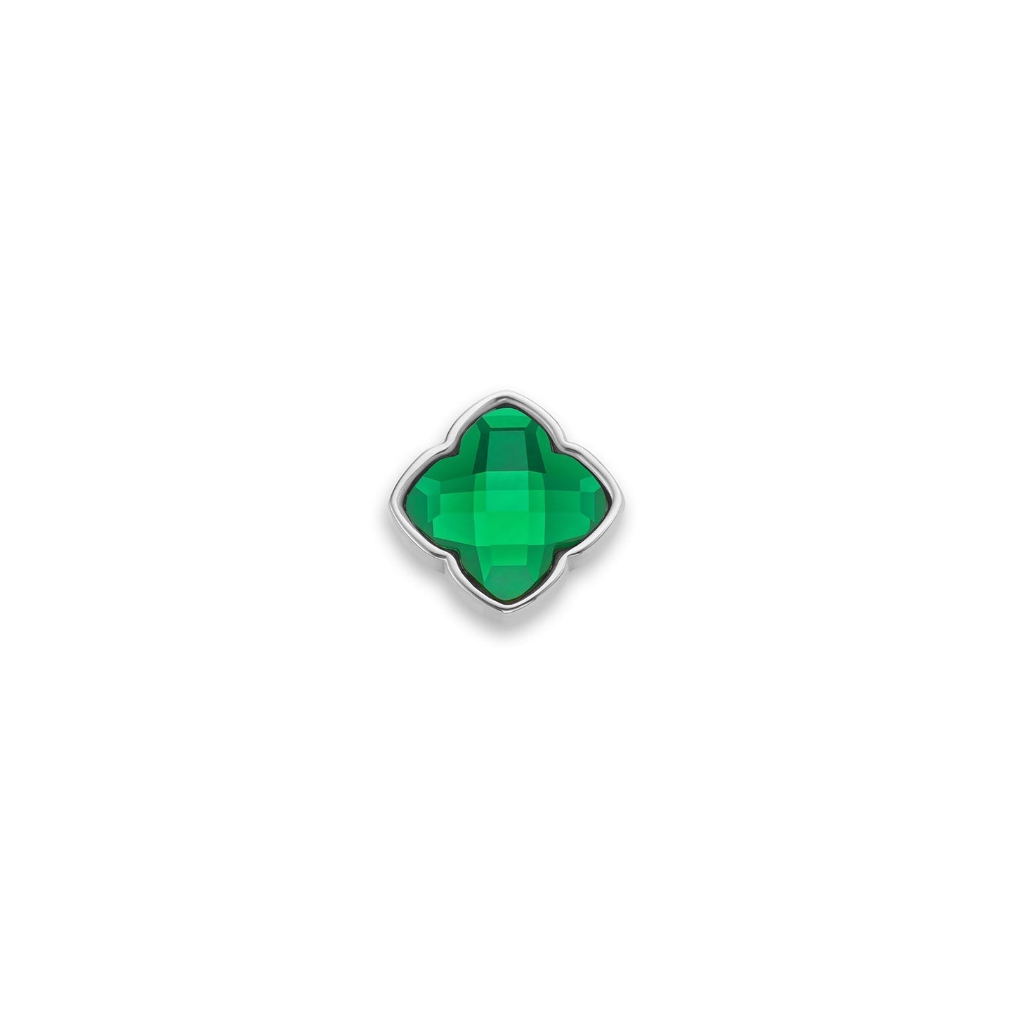 Faceted Birthstone Clover Pendant (Silver)
