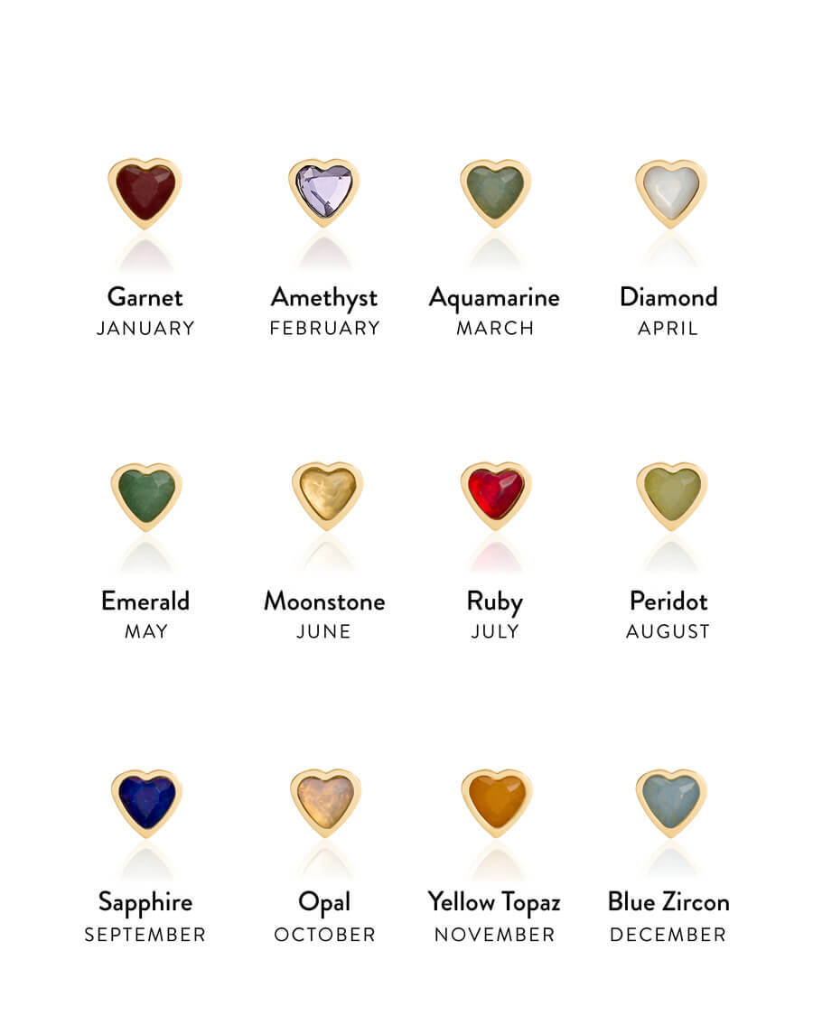 Mini Heart Birthstone Bracelet (Gold)