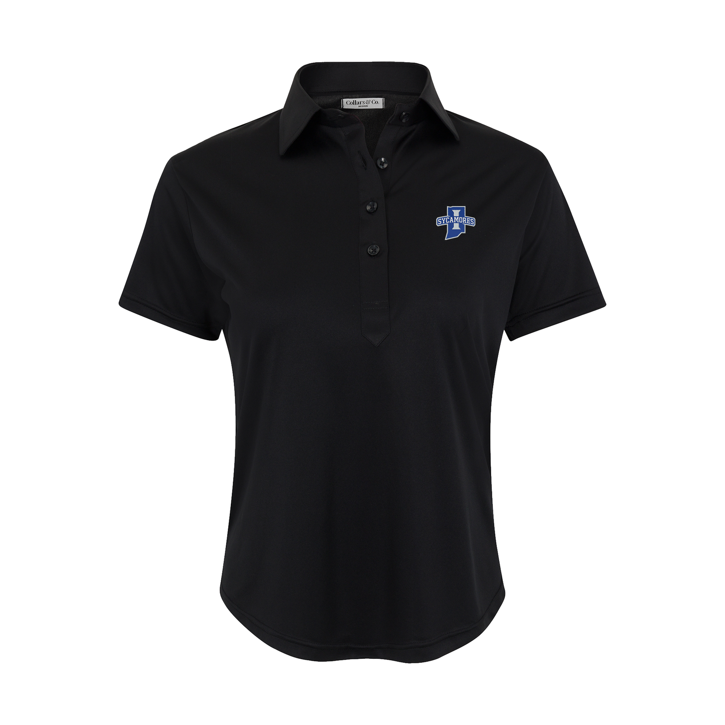 Indiana State Women's Cap Sleeve Semi Spread Polo Black