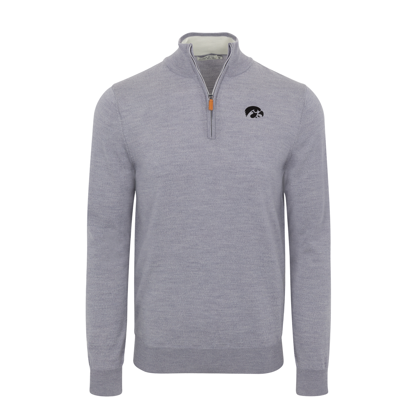 Iowa Grey Melange Cashmere Touch Australian Merino Quarter Zip Sweater