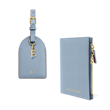 Leather Travel Set (Powder Blue)
