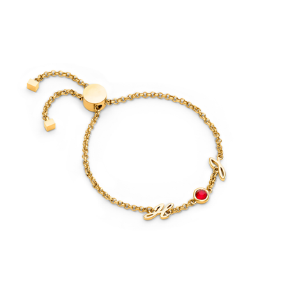Made Mine Initials & Birthstone Bracelet (Gold)