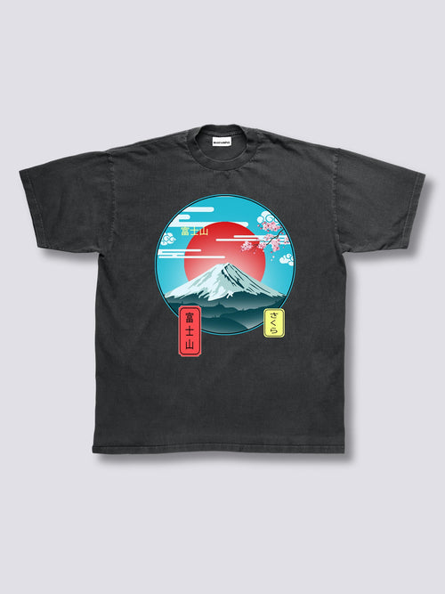 Front Print - Mount Fuji Vintage T-Shirt