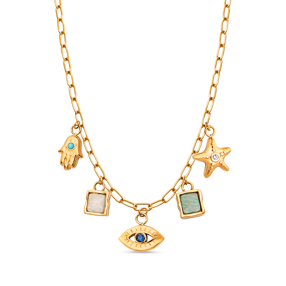 Made Mine Ocean Charm Necklace (Gold)