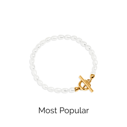 T-bar Pearl Bracelet (Gold)
