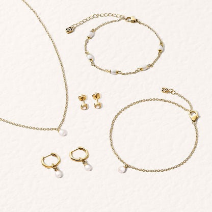 Fine Organic Pearl Necklace Bridesmaid Gift Set (Gold)
