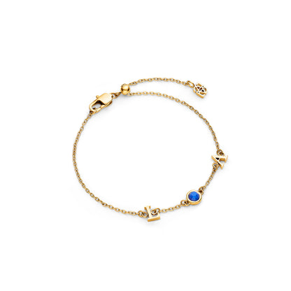 Made Mine Initials & Birthstone Bracelet - Gold
