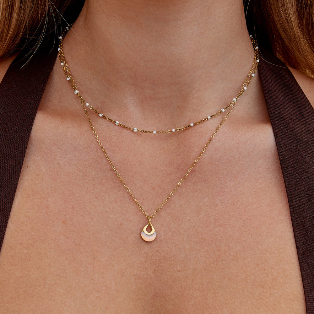 Tiffany White Stone Pendant Necklace