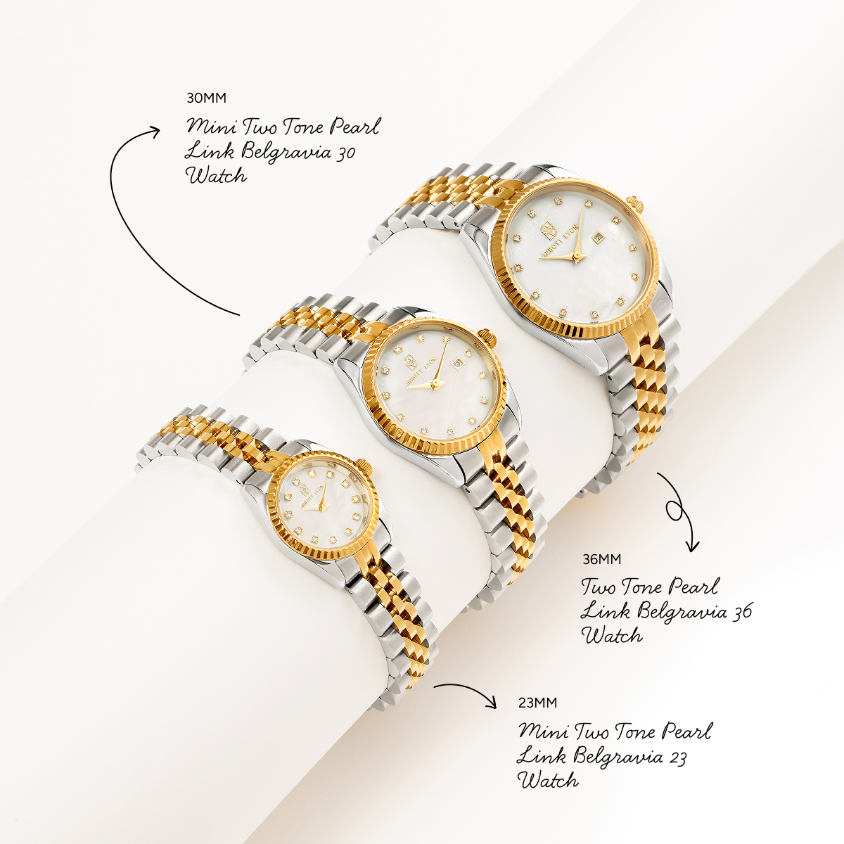 Mini Two Tone Pearl Link Belgravia 23 Watch - ENGRAVING TEST
