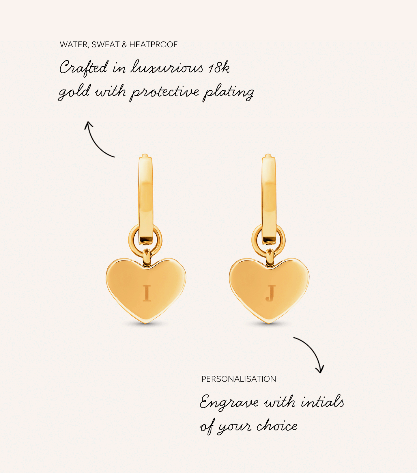Mother of Pearl Heart Huggie Earrings (Gold) - Test