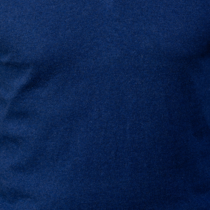 Indigo with Brown Suede Trim Luxury Touch Cotton and Cashmere Quarter Zip Sweater