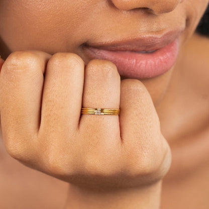 Eula Gold & Crystal Band Ring Set