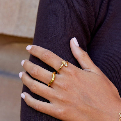 Golden Bloom Petal Ring