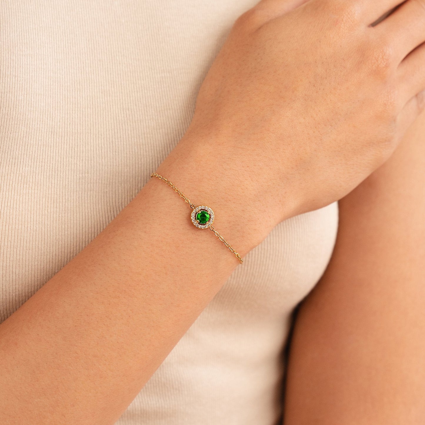 Green Emerald Crystal Bracelet