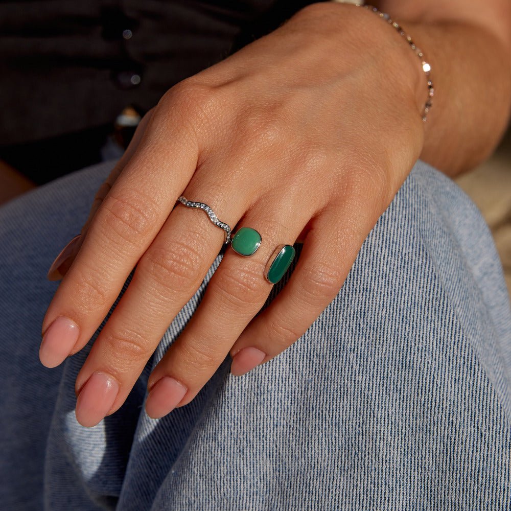 Green Willow Silver Wrap Ring