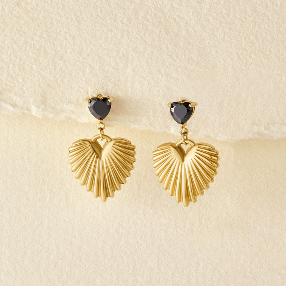 Hera Gold Heart Drop Earrings