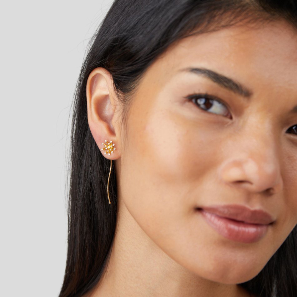 Make A Wish Dandelion 18K Gold Earrings