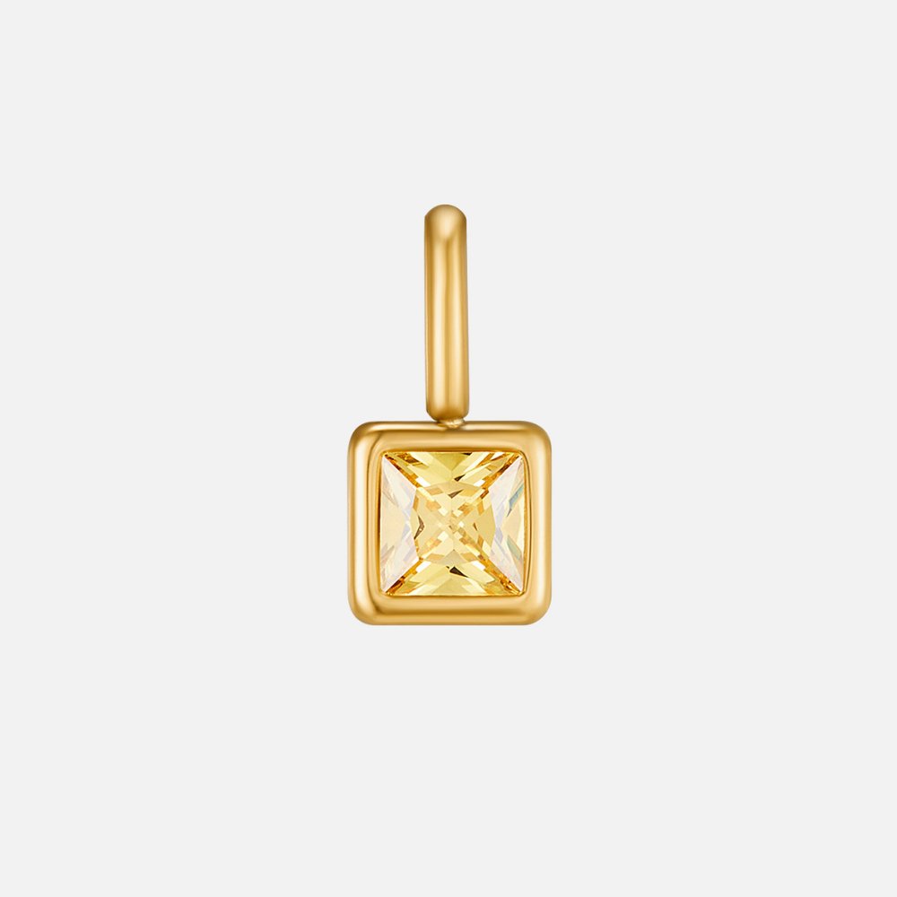Square Pendant Birthstone Necklace