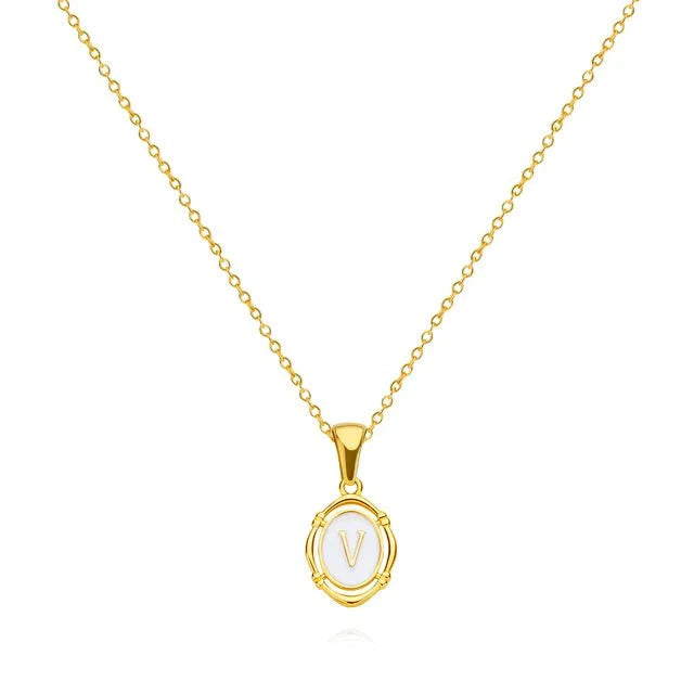 Vintage Gold Letter Necklace