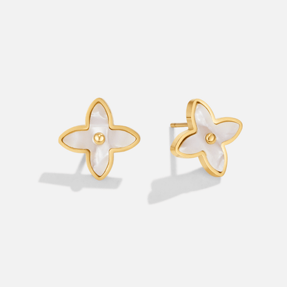 White Blossom Petal Earrings